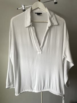H&M biała plisowana koszula boho 38 M z wiązaniem