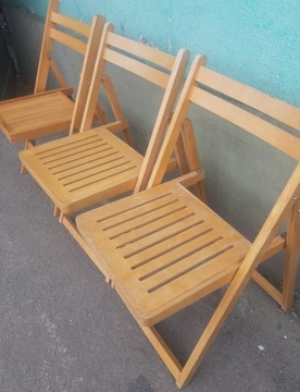 3 Drewniane krzesła składane 