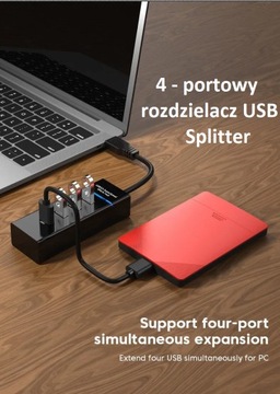 Rozdzielacz listwa USB 3.0 HUB 4 porty 120cm