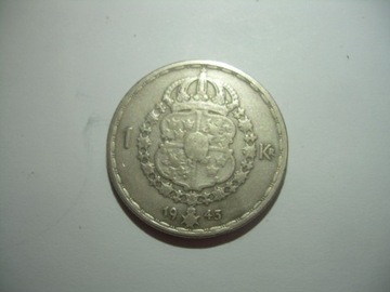 Srebro Szwecja 1 korona 1943