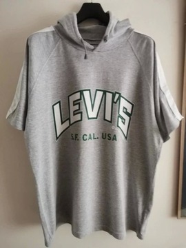Levi's logo szara bluza z krótkim rękawem hoodie 