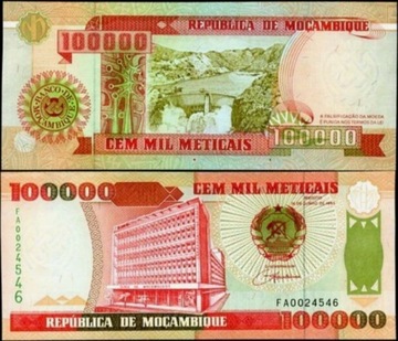 10000 METICAIS Z MOZAMBIKU 1993 UNC