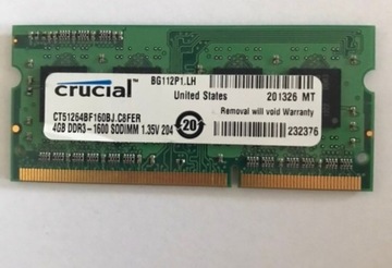 Pamięć RAM DDR3 CRUCIAL CT51264BF160BJ 4 GB