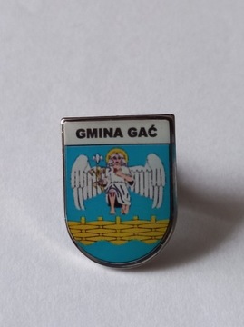 Herb gmina Gać przypinka pin odznaka wpinka