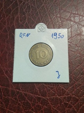 Moneta Niemcy RFN 10 pfennig 1950 J