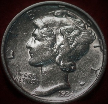 10 centów USA - One Dime- Mercury 1936 - menniczy