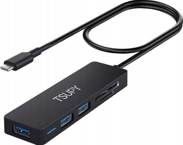 TSUPY HUB 4w1 USB-C Czytnik kart, 3xUSB 3.0