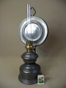 Duża lampa naftowa z odblaskiem kinkiet wys. 50 cm