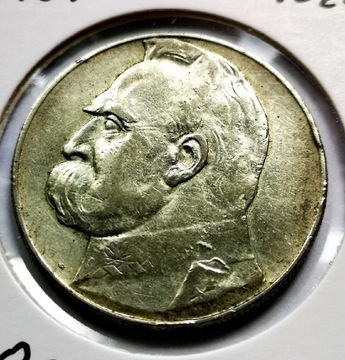 Moneta obiegowa II RP Józef Piłsudski 37r10zł 