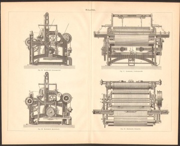 KROSNA TKACKIE litografia z 1888 r ORYGINAŁ