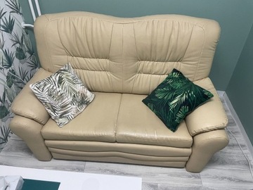 Sofa beżowa, kanapa 2-osobowa, wypoczynek 165cm
