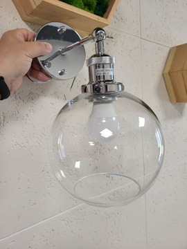 Lampa ścienna kinkiet szklana kula śr. 20 cm