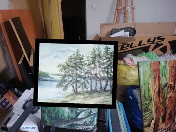 Obraz 40x50 "Drzewa na brzegu rzeki"