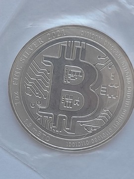 Srebrna Moneta Bitcoin, Niue 2021, 1 uncja