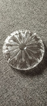 PRL kryształowy talerz masywny z ornamentem 