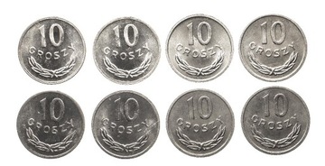 PRL, zestaw 8 monet 10 groszy 1985, st. 1,1-.