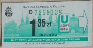 MPK KRAKÓW - 1,35 zł seria D ulgowy gminny