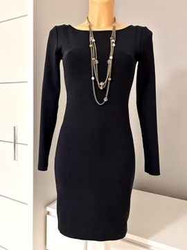 Czarna sukienka H&M XS klasyczna midi