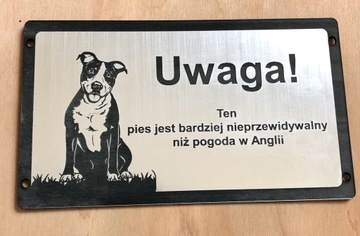 Tabliczka ostrzegawcza uwaga zły pies amstaff