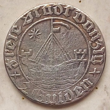 Stara Moneta Polska Gdańsk Statek 5 Guldenów 1932r