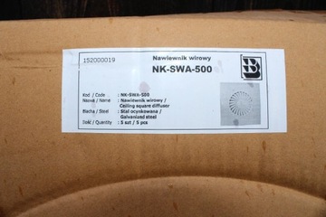 Anemostat kasetonowy wirowy 595x595 mm / 500