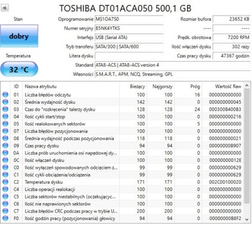 Dysk Toshiba 500 GB 3.5" SATA III (DT01ACA050)