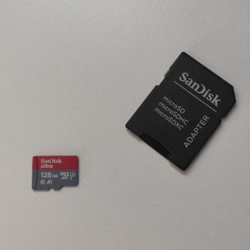 Nowa, nieużywana karta microSD 128GB plus adapter