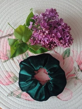 Gumka do włosów, scrunchie, handmade, zielona