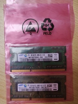 Pamięć RAM 2x2GB SO-DIMM DDR3 PC3-10600S SAMSUNG