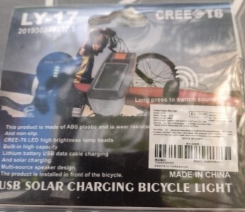 Lampka solarna rowerowa+klakson.