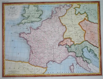 1836 ORYGINAŁ stara mapa NAPOLEON EUROPA Francja