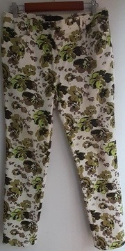 Spodnie zielono brązowe kwiaty bpc