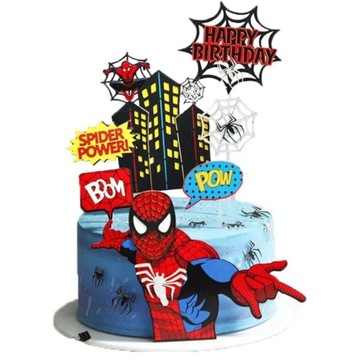 Topper SPIDERMAN 7szt na tort URODZINOWY 