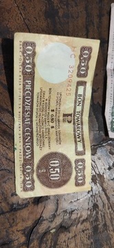 Bon towarowy 50 centów, seria HC,1979,rzadki