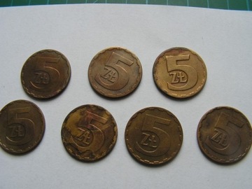 2KT221  Polska - 5 zł, zestaw 7 monet