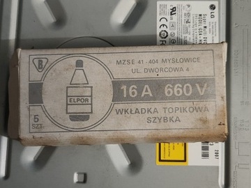 WKŁADKA TOPIKOWA SZYBKA Bezpiecznik 16A 660V