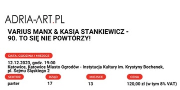 Bilet Varius Manx - Katowice 12.12.2023