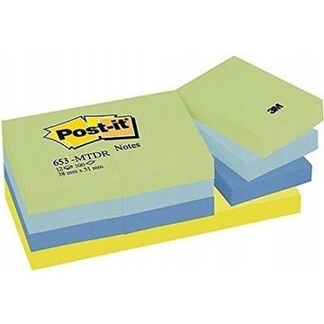 Bloczek karteczki POST-IT 653-MTDR 38x51mm, 12x10