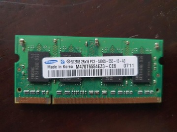 Pamięć 512MB SODIMM DDR2 Samsung PC2-6400S-666-12-
