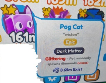 ROBLOX Pet simulatorX Dark matter POG CAT limited 