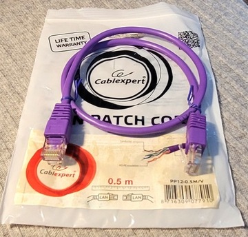 Kabel 0,5m Przewód  RJ45 LAN PATCH CORD fioletowy