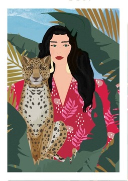 Plakat kobieta  A3 abstrakcja tygrys natura 