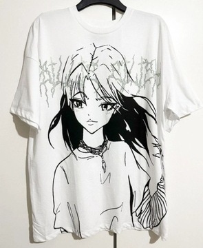 T-shirt Billie Eilish Manga Bershka kryształki S/M