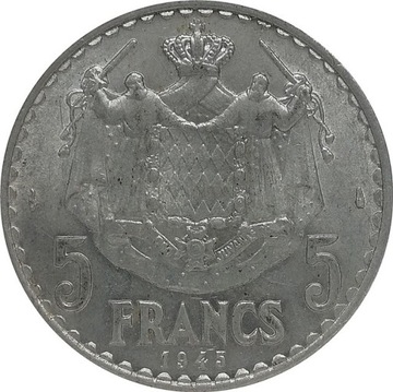 Monako 5 francs 1945, KM#122