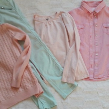 PASTELOWY zestaw jak NOWY--śliczny--122-128--H&M 