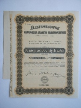 ELEKTROBUDOWA S.A.  1000 ZŁ - III-em1929 r