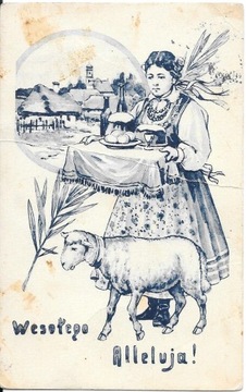 KARTKA WESOŁEGO ALLELUJA WIELKANOC Z 1939 r