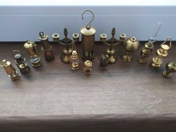 Mosiężne miniatury lampy świeczniki 