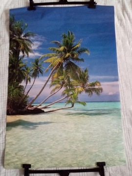 Plakat Malediwy Mauritius plaża palmy