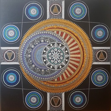 Mandala Mocy, obraz ręcznie malowany 80x80cm 